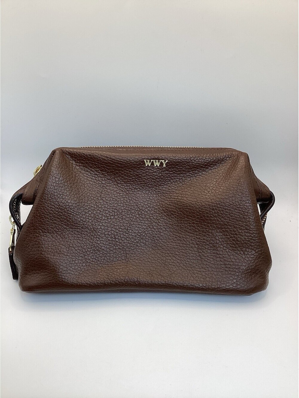 Mark & Graham Harvey Leather Travel Pouch Toiletry Bag in Chocolate